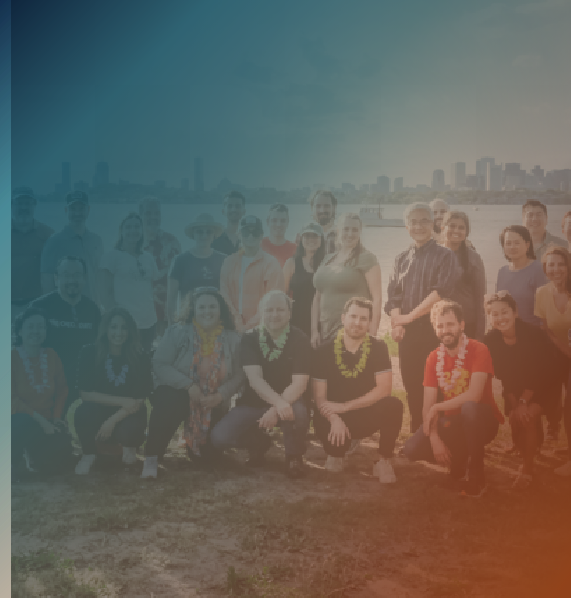 Marengo team photo overlayed with blue/orange gradient